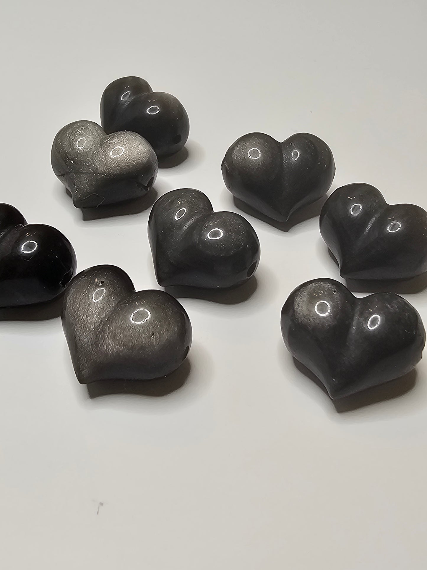 Silver Obsidian Heart Charm