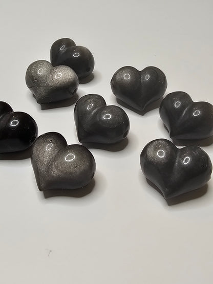 Silver Obsidian Heart Charm
