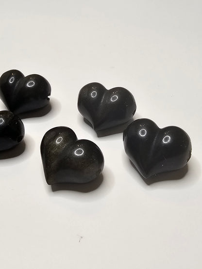 Golden Obsidian Heart Charm